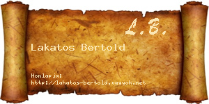 Lakatos Bertold névjegykártya