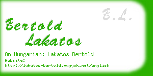 bertold lakatos business card